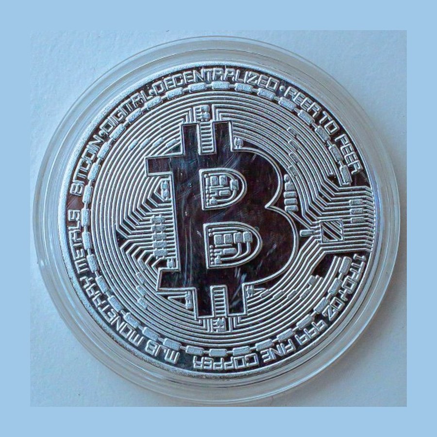 Pièce Bitcoin en métal – argentée